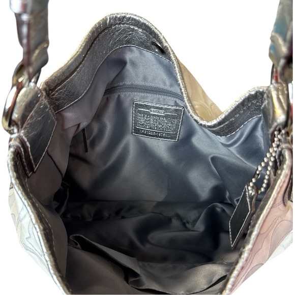 Coach Peyton Silver & White Monogrammed Signature Jacquard Hobo Bag w/ Duster - Picture 9 of 14